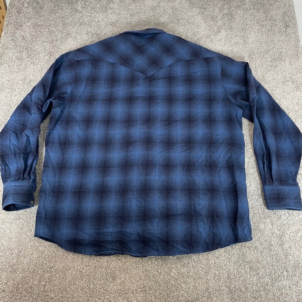 Pendleton Canyon Wool Shirt Mens XL Pearl Snap Flannel Western Ombre Plaid Blue - Picture 5 of 11